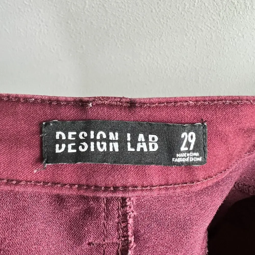 Design Lab Red Mid Rise Skinny Jeans Women's 29 Stretch Biker Baddie